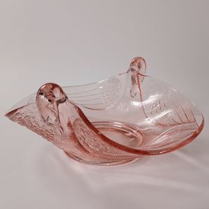 Fenton Pink Swans Trinket Dish